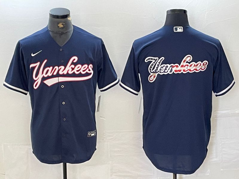 Men New York Yankees Blank Dark blue Second generation joint name Nike 2024 MLB Jersey style 19